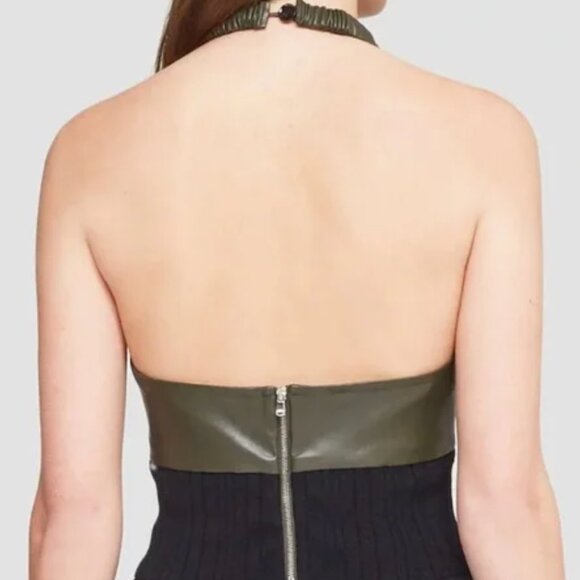3.1 Phillip Lim Leather Alternative Halter Top Sz 2 Flaw - Picture 3 of 14